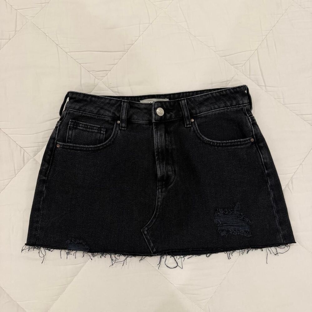 pacsun black distressed denim micro mini skirt